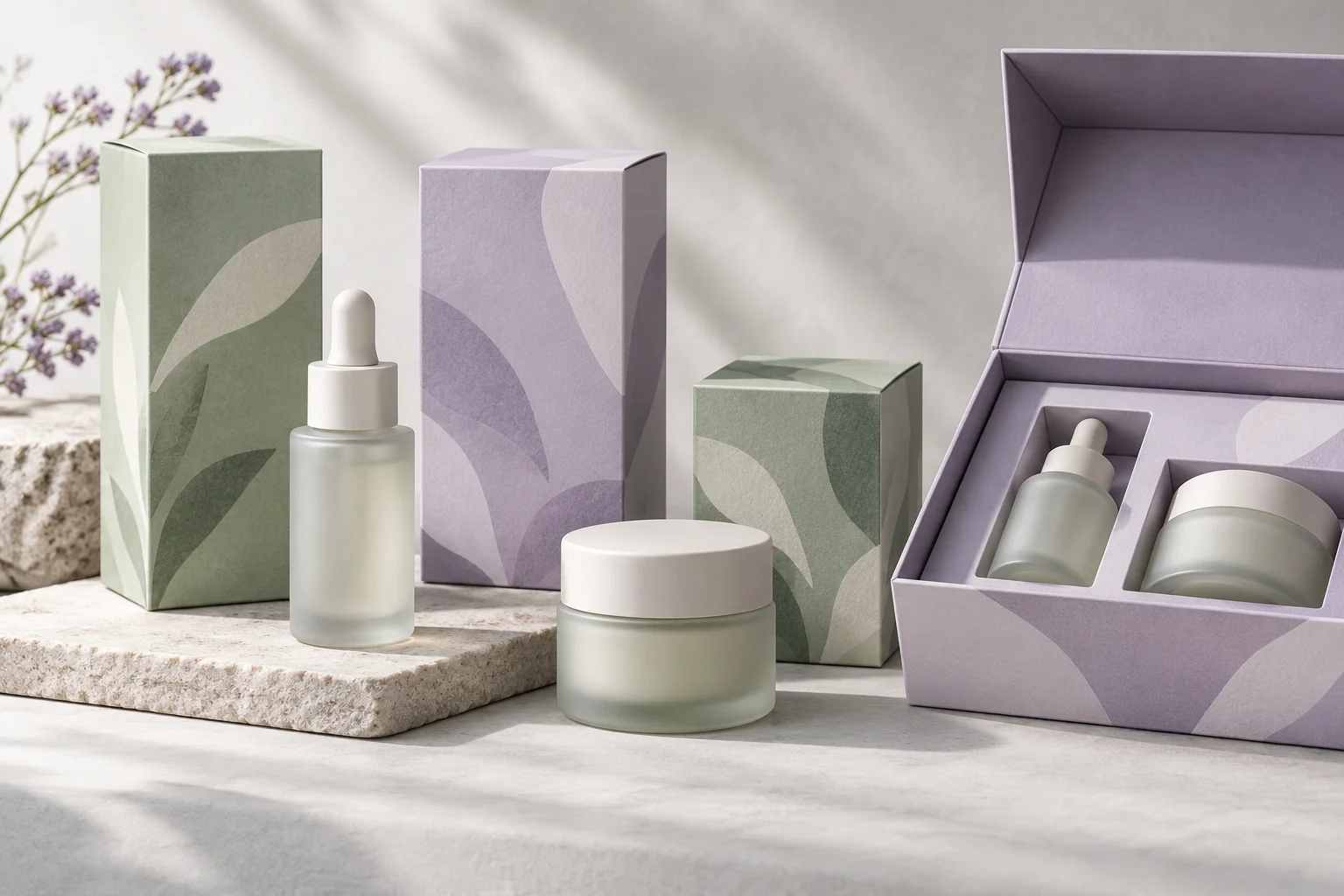 Illustration comparing print finishes for branded paper packaging